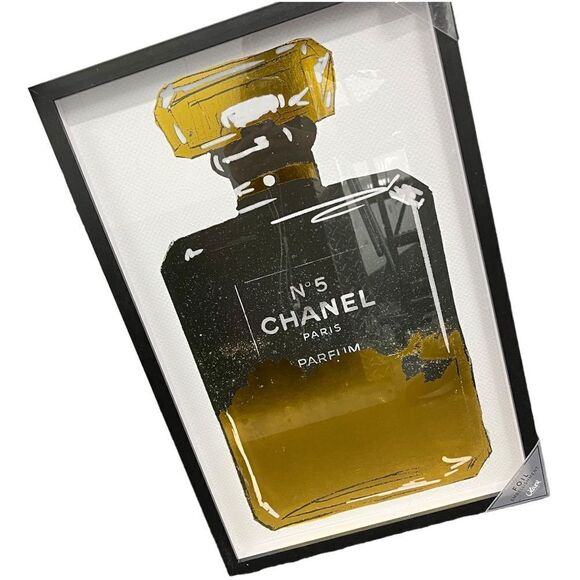 Oliver Gal Wall Art Glass Frame Perfume Bottle Gold Black Designer Fashion Paris - Picture 1 of 7